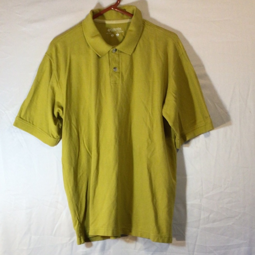 Columbia polo shirt men’s size medium green chartreuse preppy